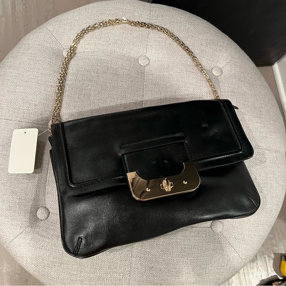 NEW Black Clutch Purse with Gold Chain - Picture 1 of 15